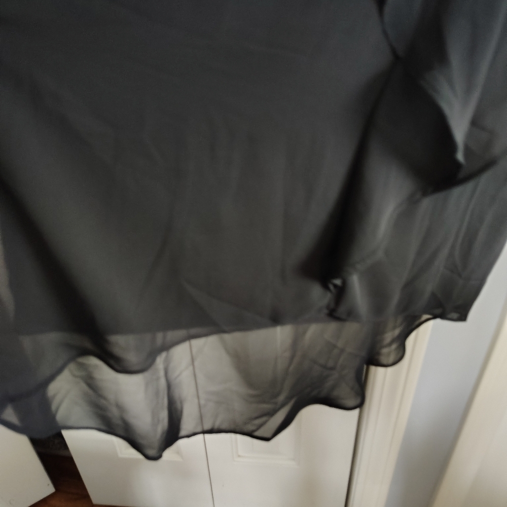 International Concepts INC Black V Neck Ruffle Dress Chiffon MP - Picture 7 of 14